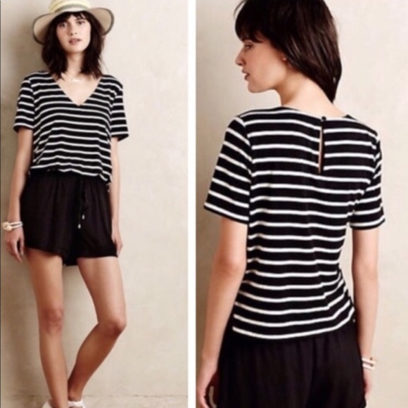 Anthropologie Pants - Anthropologie Elevenses Static Striped Romper M